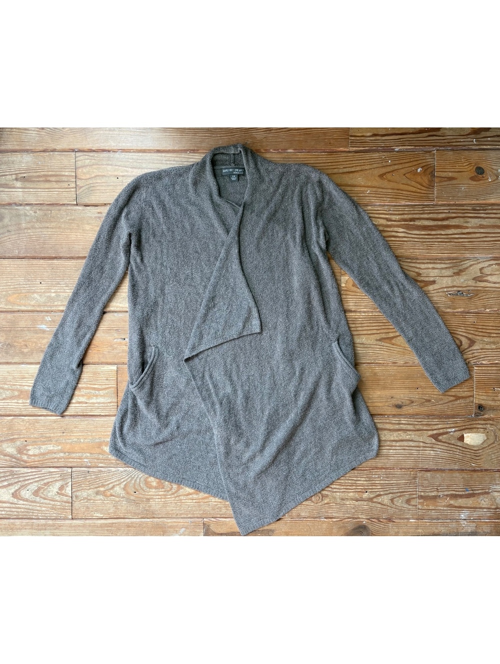 Barefoot Dreams CozyChic Lite Taupe Open Front Cardigan S/M Lightweight Soft